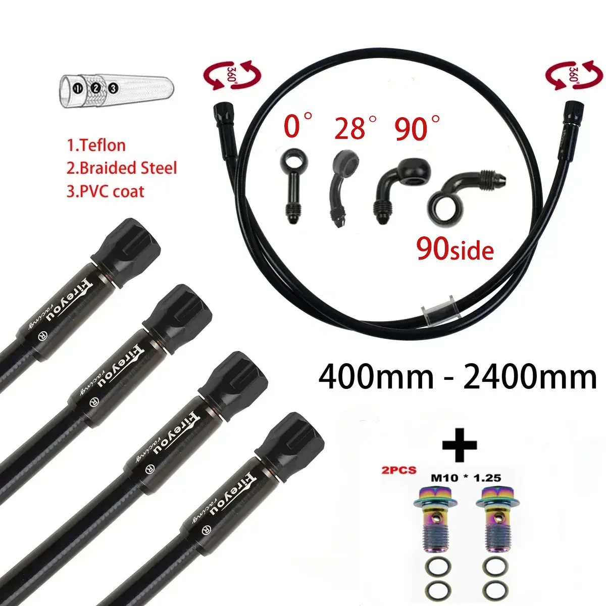 Brake Line Motorcycle - AN3 tuyau de frein tressé moto